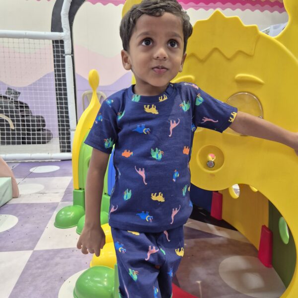 Navy blue animal print Kids' Co-ord Set (with snap button)