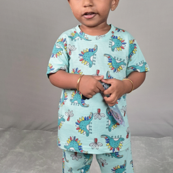 Aqua Dino Adventure Half Sleeve Pant Set (with snap button)